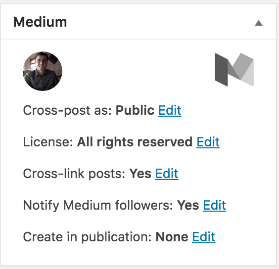 Medium WordPress settings
